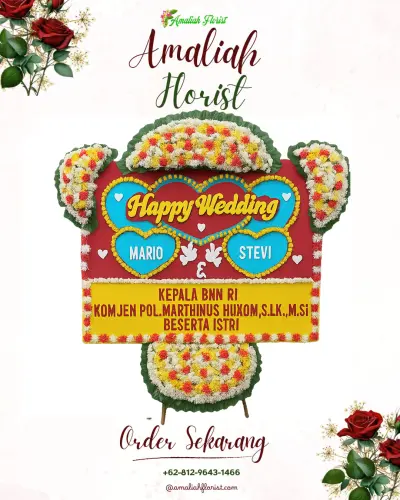 Karangan Papan Bunga Pernikahan di Poasia